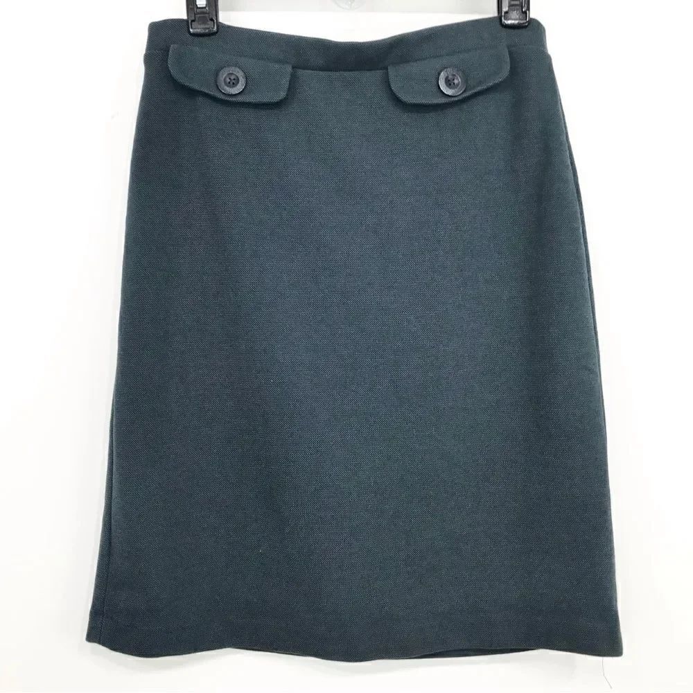 Boden Dark Sage Green Faux Pocket Pencil Skirt